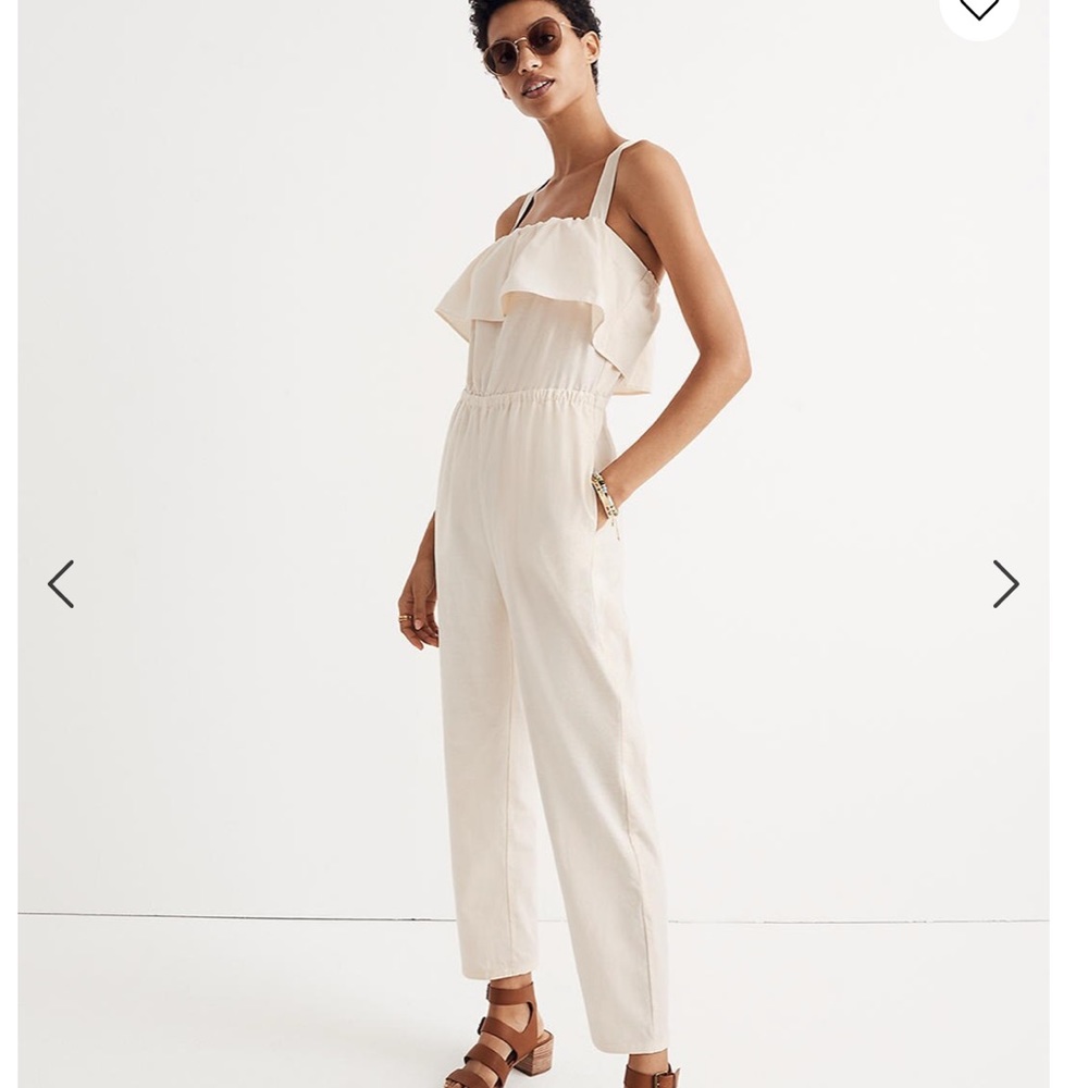 NWT Madewell Apron Ruffle Jumpsuit L - Picture 2 of 8